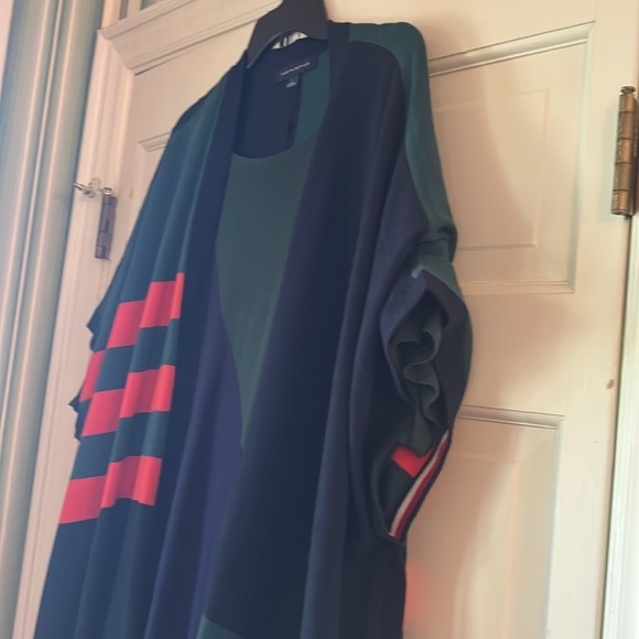 Colorblock Dress + Cardigan Set Size Large 2 Piece Knit Short Sleeves RUGBY - Picture 5 of 11